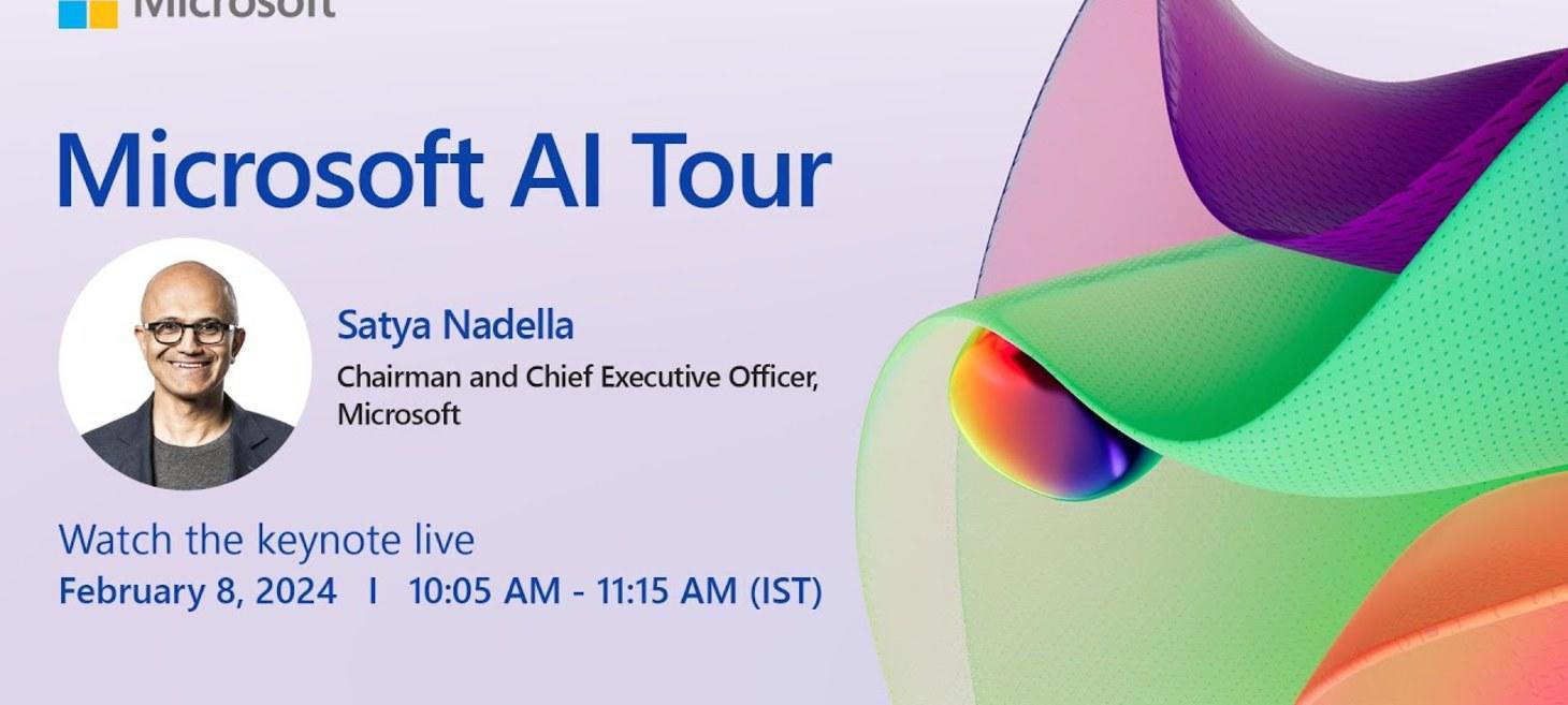 Microsoft AI Tour keynote session by Satya Nadella | February 8, 2024