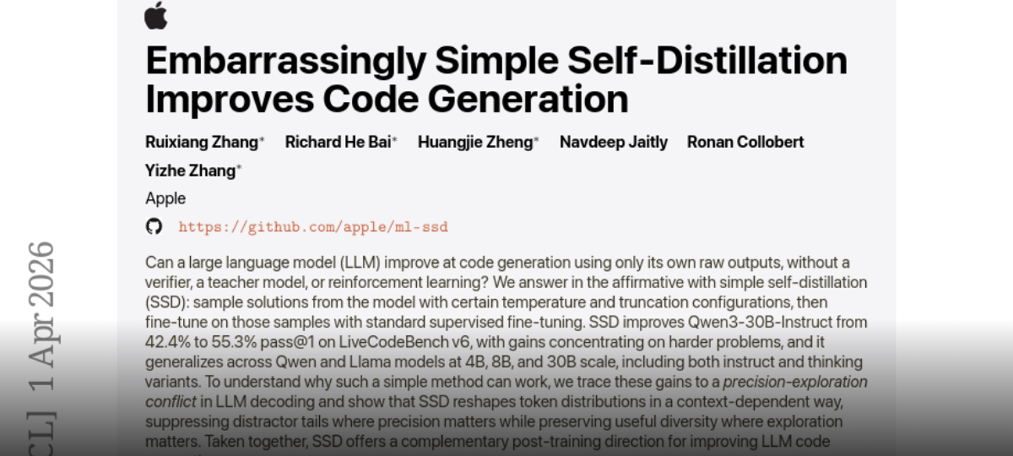 Embarrassingly Simple Self-Distillation Improves Code Generation