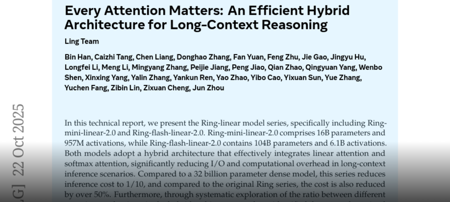 Every Attention Matters: An Efficient Hybrid Architecture for  Long-Context Reasoning